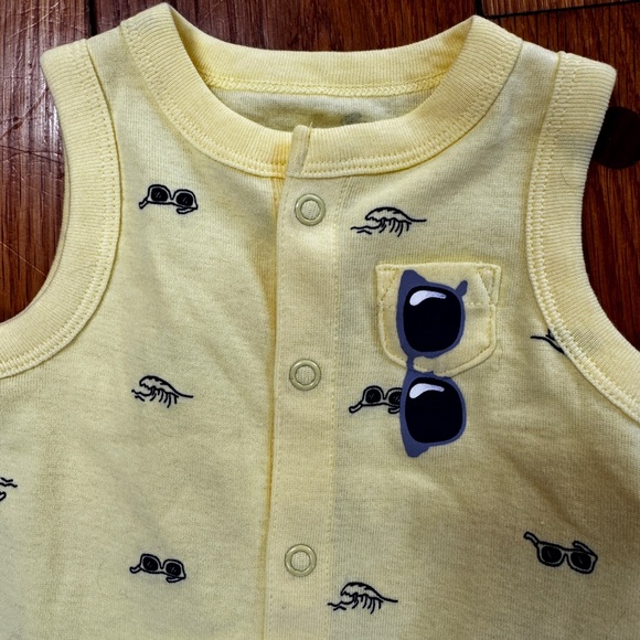 Carter's Other - CARTERS NWT NEW 1 pc romper sz 0 NB Newborn Yellow Sunglasses Print 100% Cotton